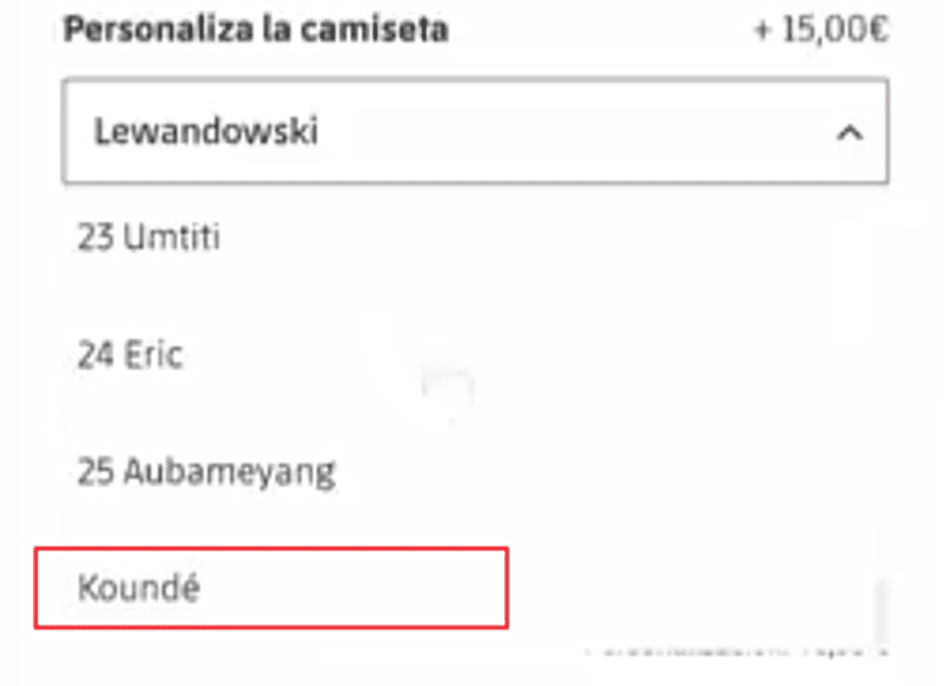 Nome de Jules Koundé em site do Barcelona