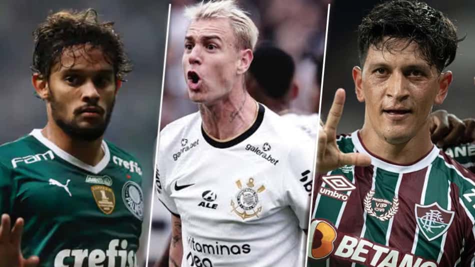 Gustavo Scarpa (Palmeiras), Roger Guedes (Corinthians) e German Cano (Fluminense)