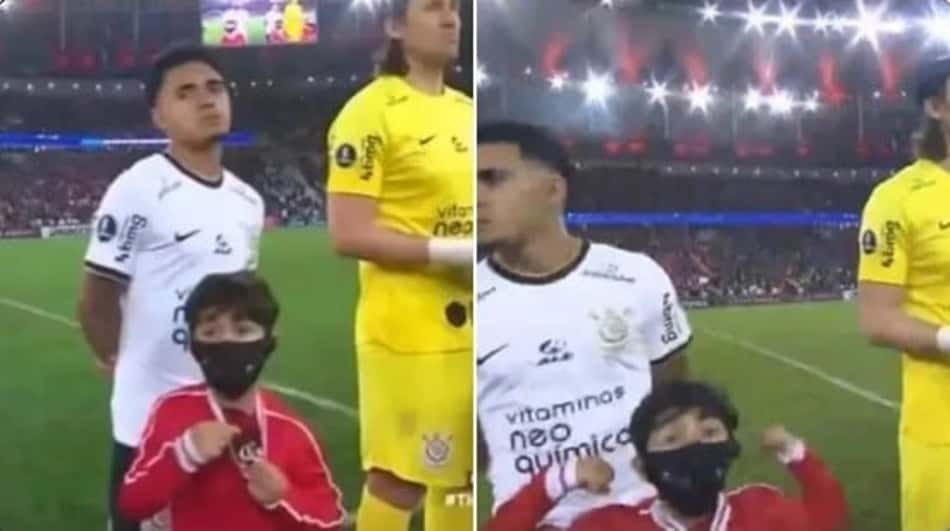 Garoto imita Gabigol em frente a jogadores do Corinthians e viraliza