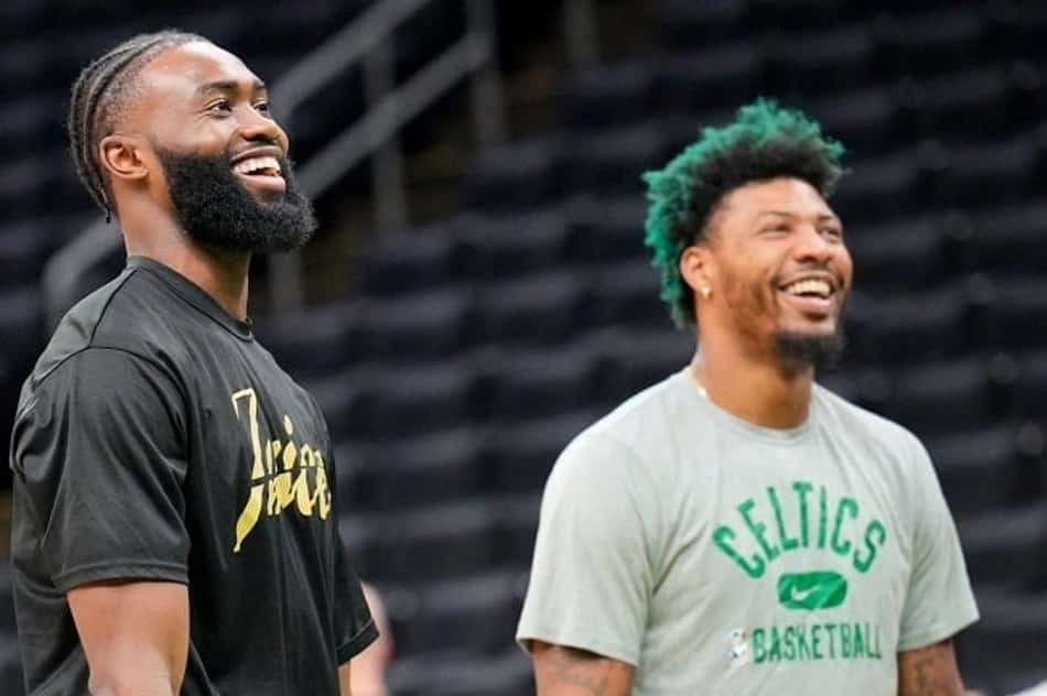 Especulados em troca para o Nets, Jaylen Brown e Marcus Smart treinam juntos