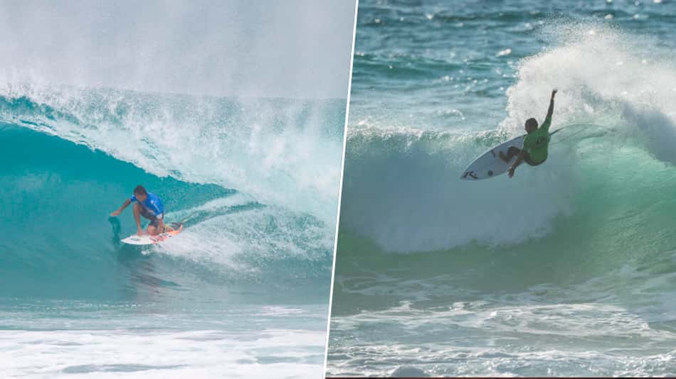 montagem dos surfistas Caio Ibelli e Miguel Pupo