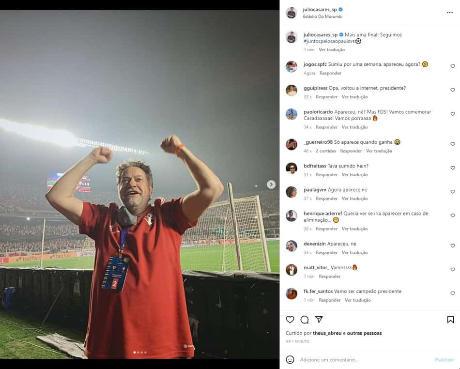 Casares reaparece em redes sociais e vira alvo de provocações da torcida do São Paulo