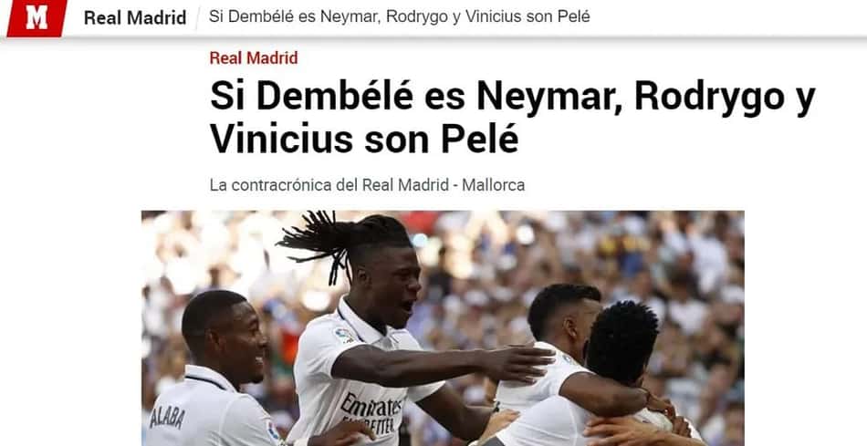 Jornal ironiza fala de Xavi e exalta Vini Jr. e Rodrygo: 'Eles são Pelé'