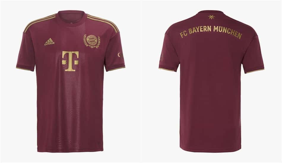 Uniforme do Bayern de Munique em homenagem à Oktoberfest em grená e dourado