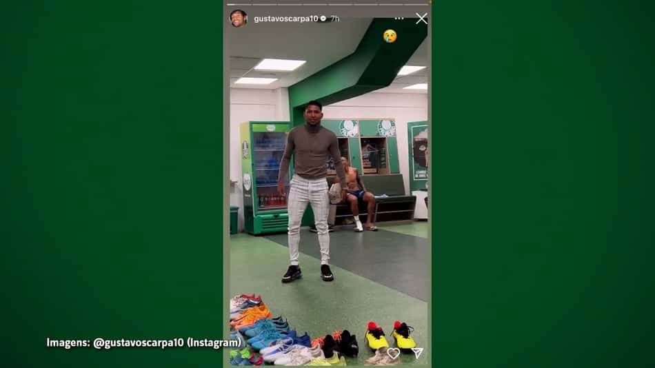 Gustavo Scarpa 'tira sarro' de Rony 'modelo' em vestiário do Palmeiras; veja vídeo