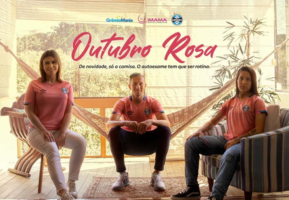 Camisa do Grêmio em alusão ao Outubro Rosa