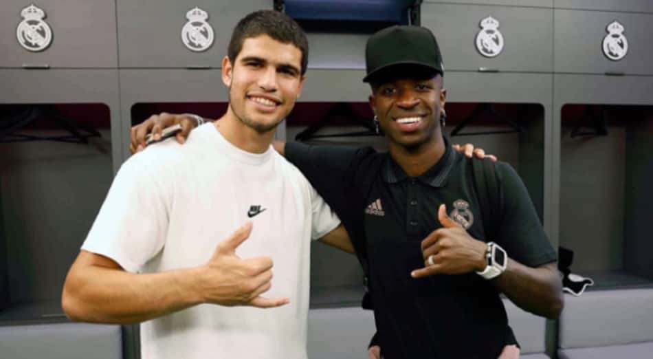 Alcaraz visita vestiário do Real Madrid e tieta craques brasileiros
