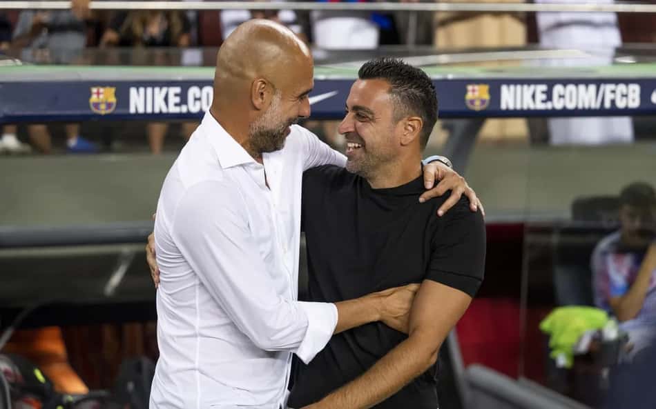 Barcelona x Manchester City - Xavi Hernández e Pep Guardiola