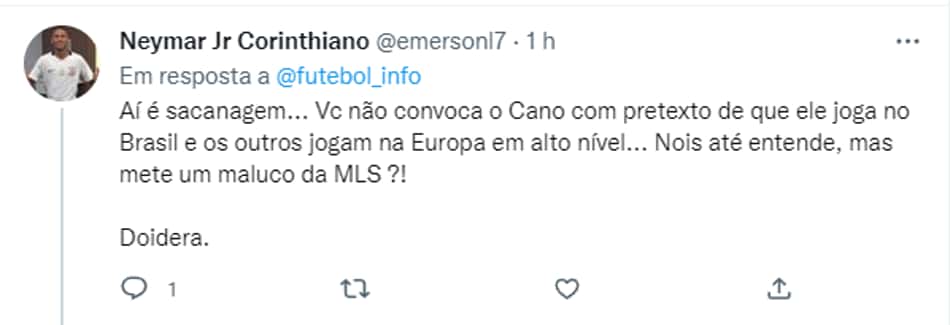 Cano fora da Copa