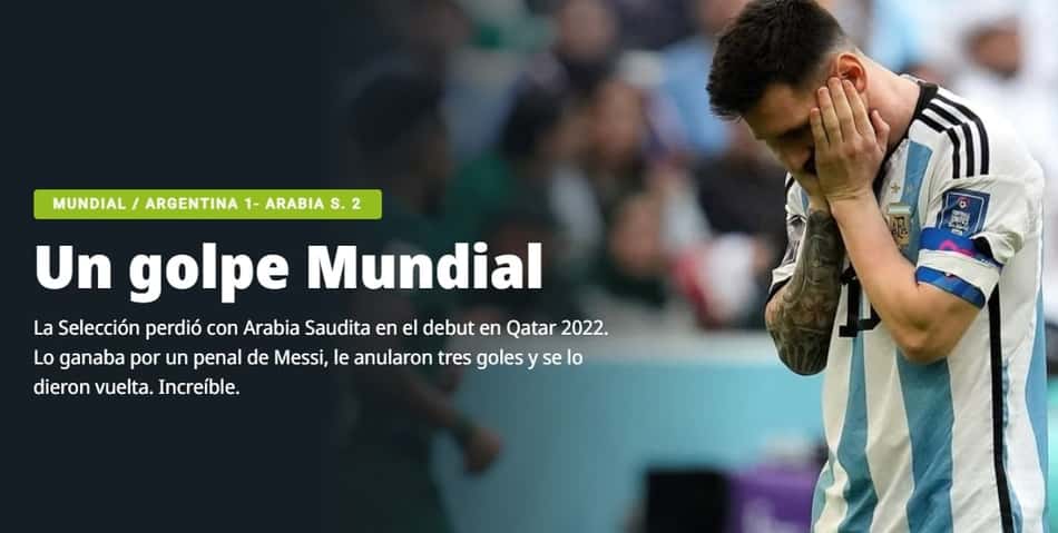 'Papelão': imprensa argentina detona atuação contra Arábia Saudita na Copa do Mundo