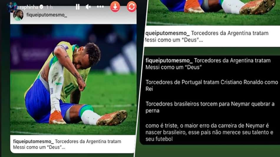 Raphinha defende Neymar e reposta texto com crítica aos brasileiros: 'Esse país não merece seu talento'
