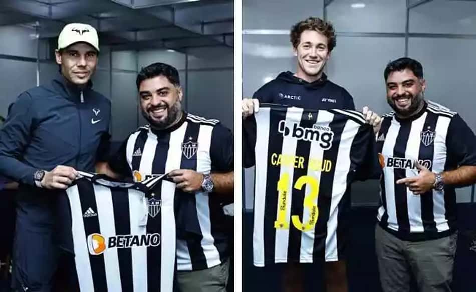 Atlético-MG presenteia Nadal e Ruud com camisas oficiais: 'os brabos do tênis'