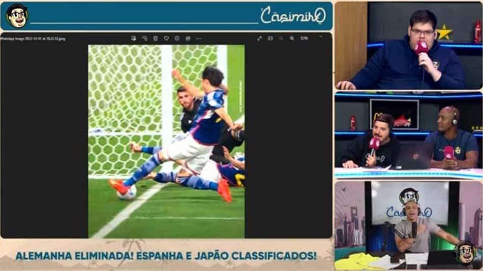 Saiu? Casimiro dá veredito sobre lance polêmico em Japão x Espanha, na Copa do Mundo