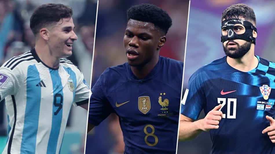 Montagem Julián Álvarez Tchouaméni e Gvardiol