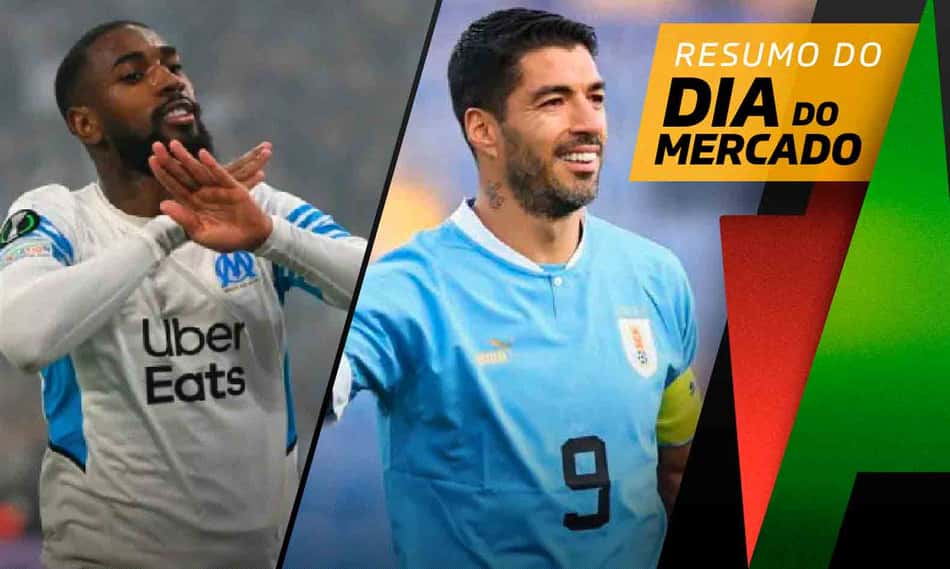 Gerson (Olympique) e Suárez (Uruguai