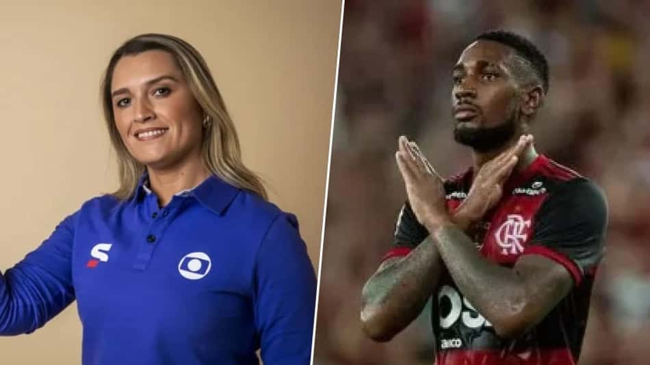 Ana Thaís Matos e o meia Gerson, do Flamengo
