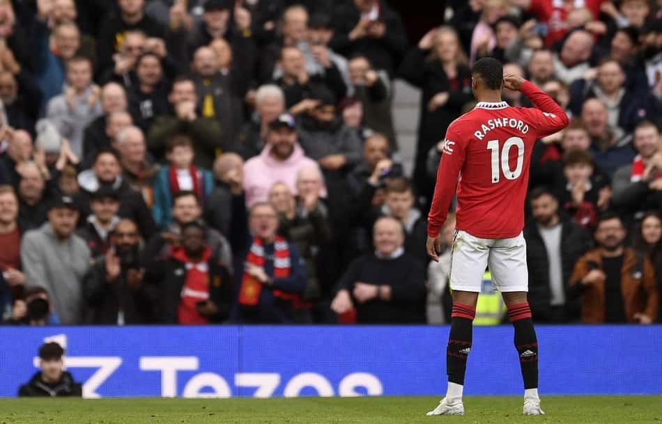 Reforço do Barcelona, Rashford marca duas vezes em vitória do Manchester United sobre o Leicester (Foto: Oli SCARFF / AFP)