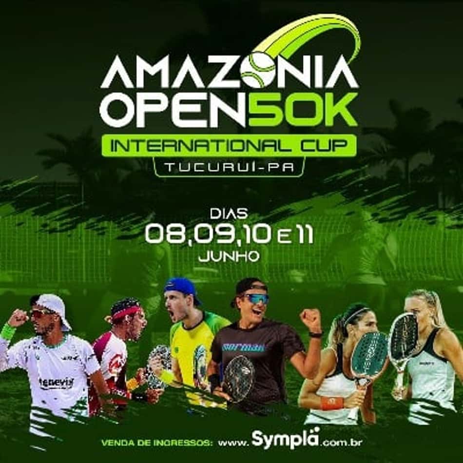 Cartaz do evento Amazônia Open com grandes nomes do esporte