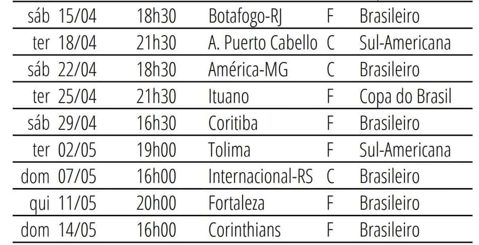 Próximos jogos do São Paulo SPFC 1