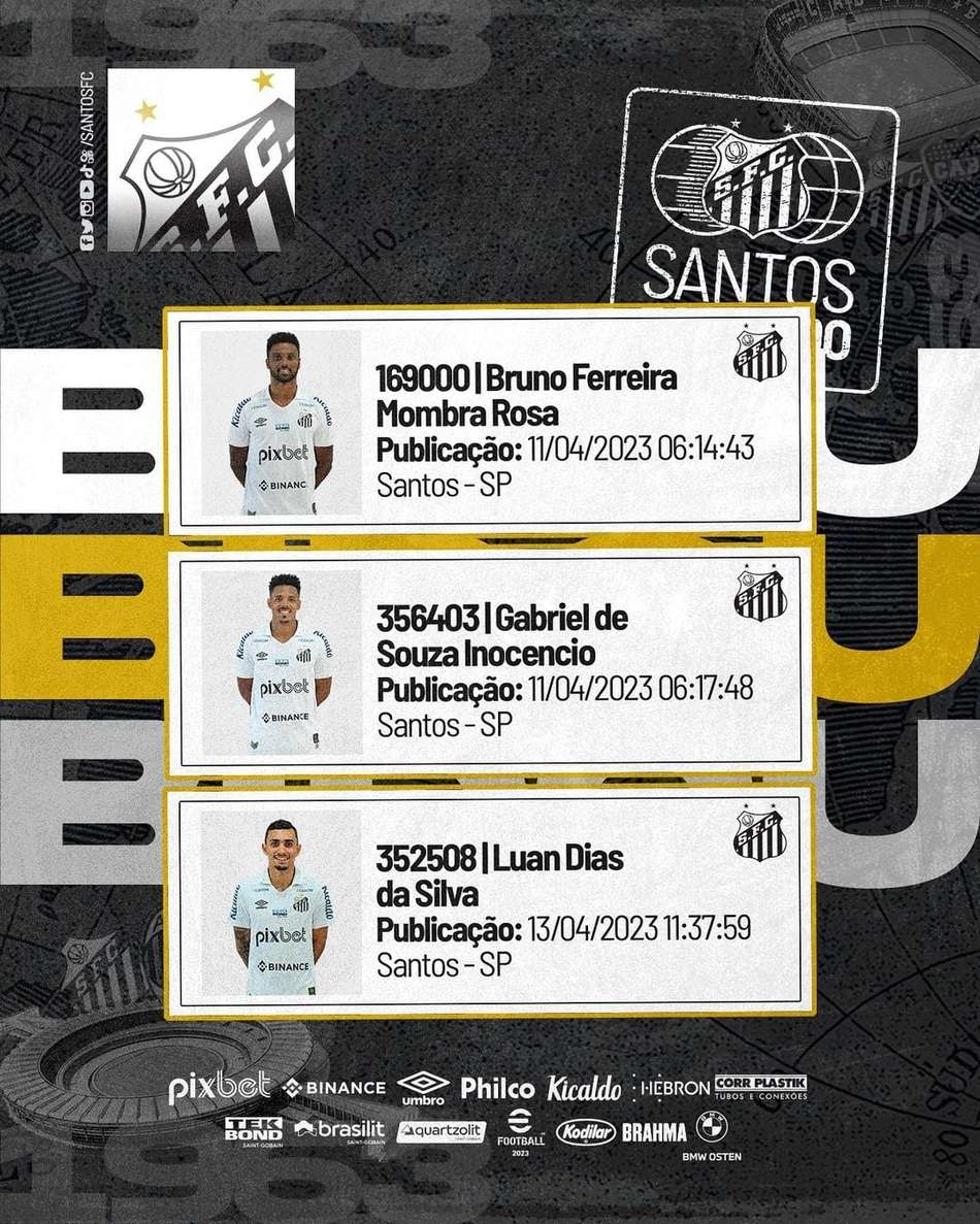 Reforços do Santos aparecem no BID e estão liberados para a estreia do Brasileirão