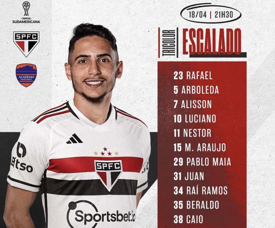 São Paulo tem estreia de Raí Ramos, volta de Beraldo e chance para Juan no ataque