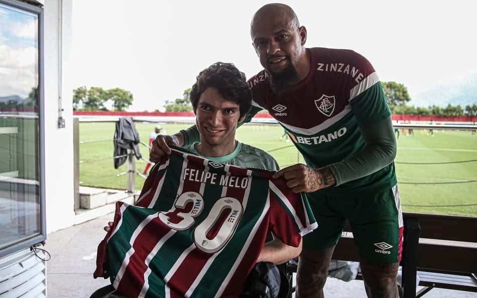 Pedro Scudi visita CT do Fluminense a convite de Felipe Melo