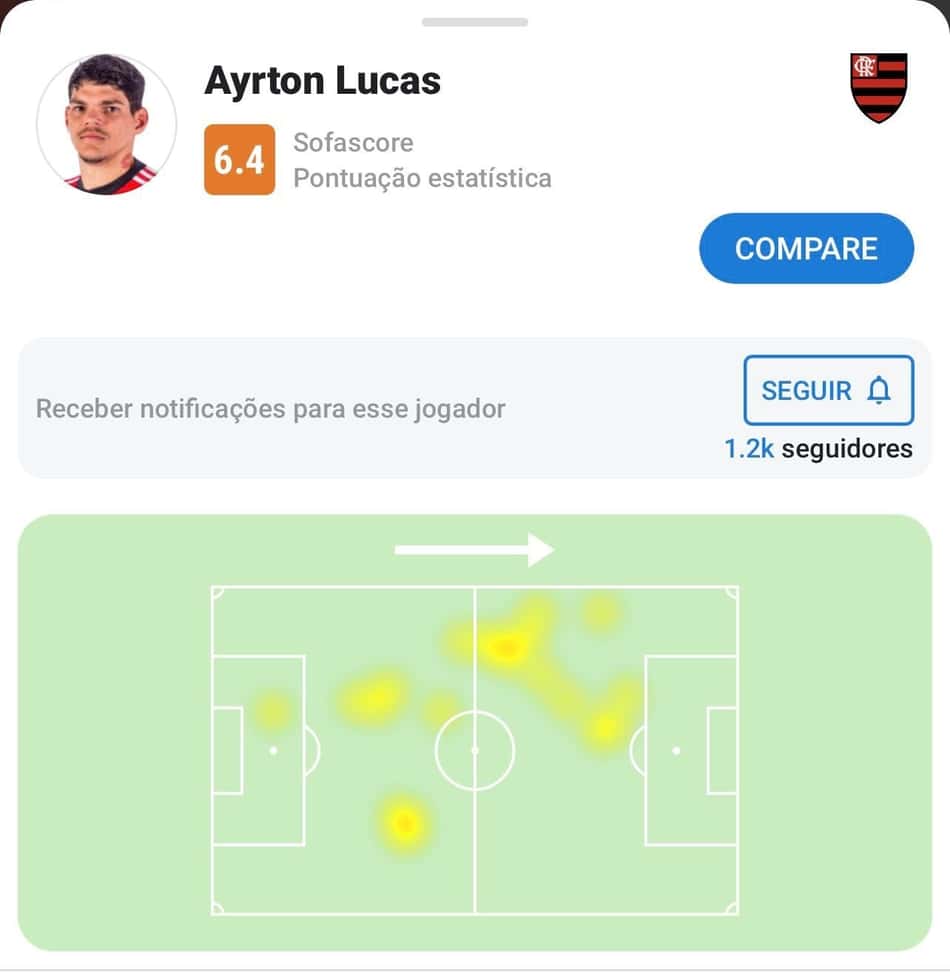 ayrton lucas x botafogo mapa de calor