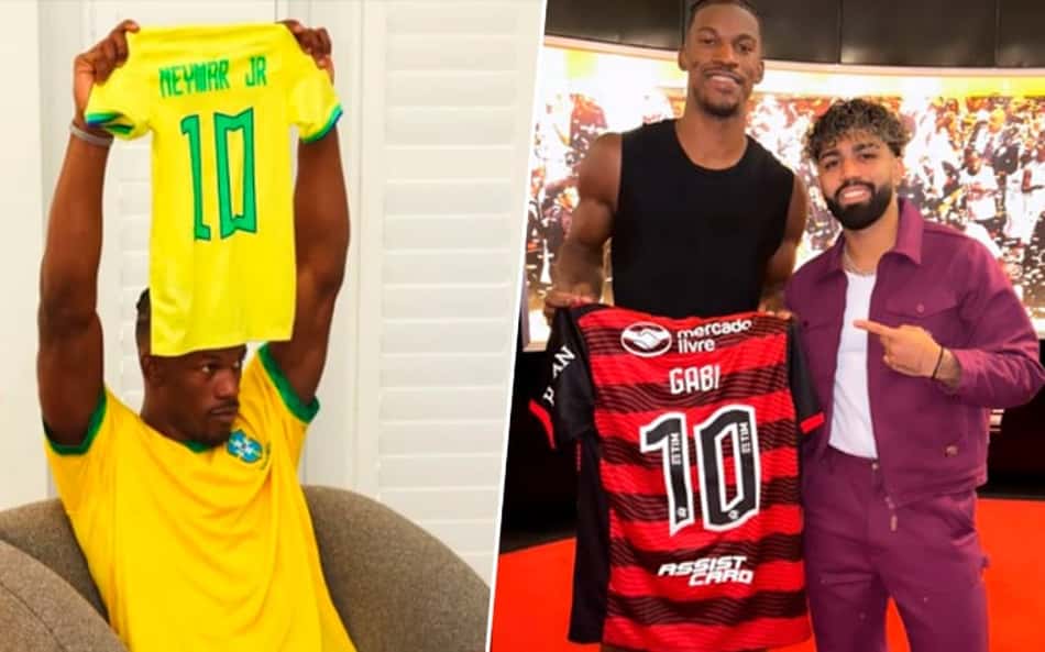Astro do Miami Heat, Jimmy Butler torceu para o Brasil na Copa e foi tietado por Gabigol