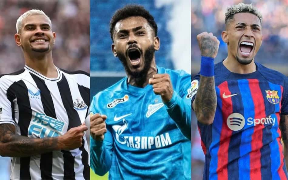 Montagem Bruno Guimarães, Wendel e Raphinha