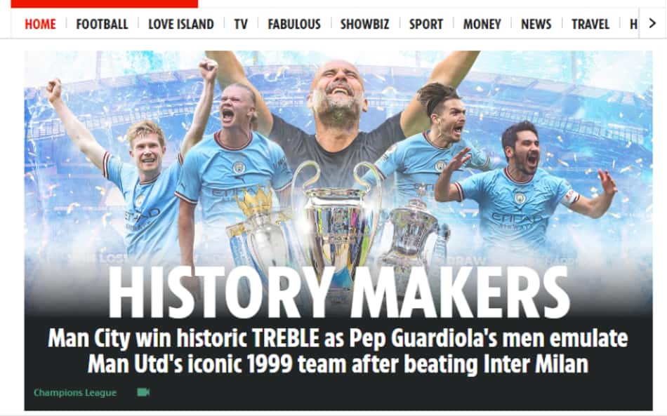 'Tocaram o céu: imprensa internacional repercute o título do Manchester City na Champions League