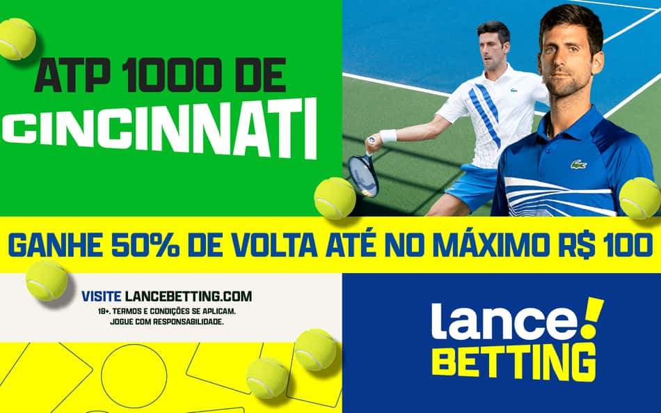 ATP de Cincinnati: ganhe 50% de volta nas apostas com a Lance! Betting!