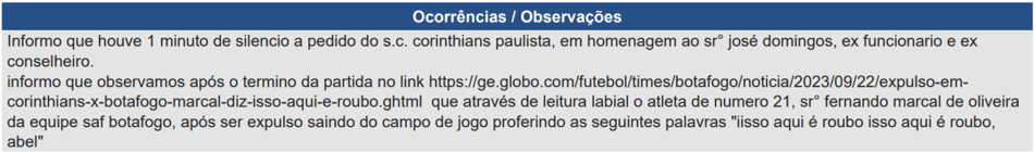 súmula corinthians botafogo