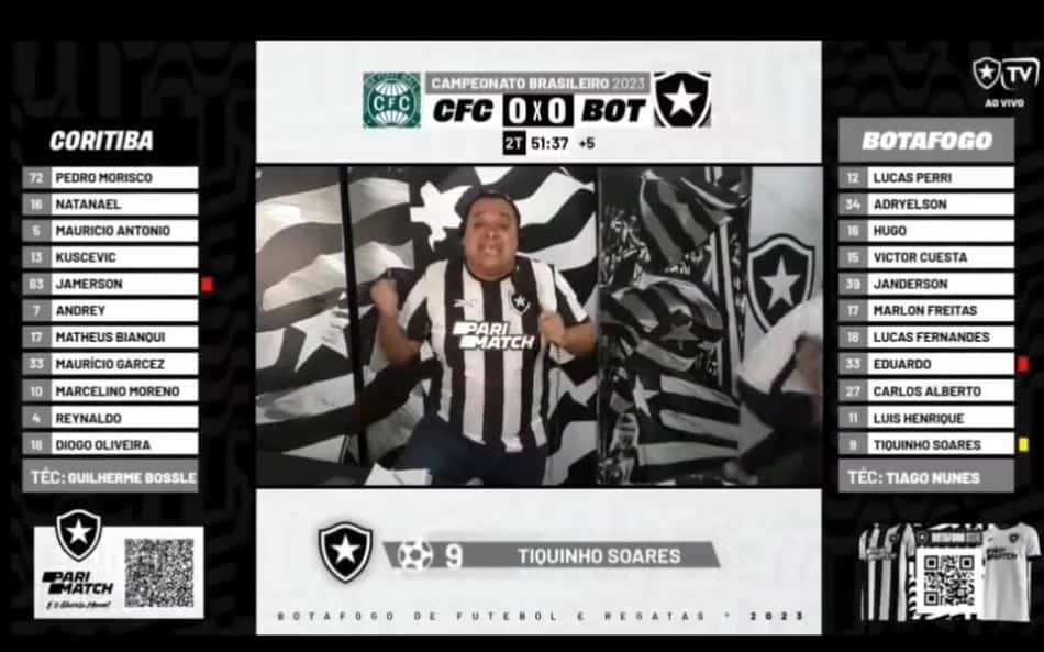 Narrador da Botafogo TV se desespera após empate com o Coritiba: 'Não é possível'
