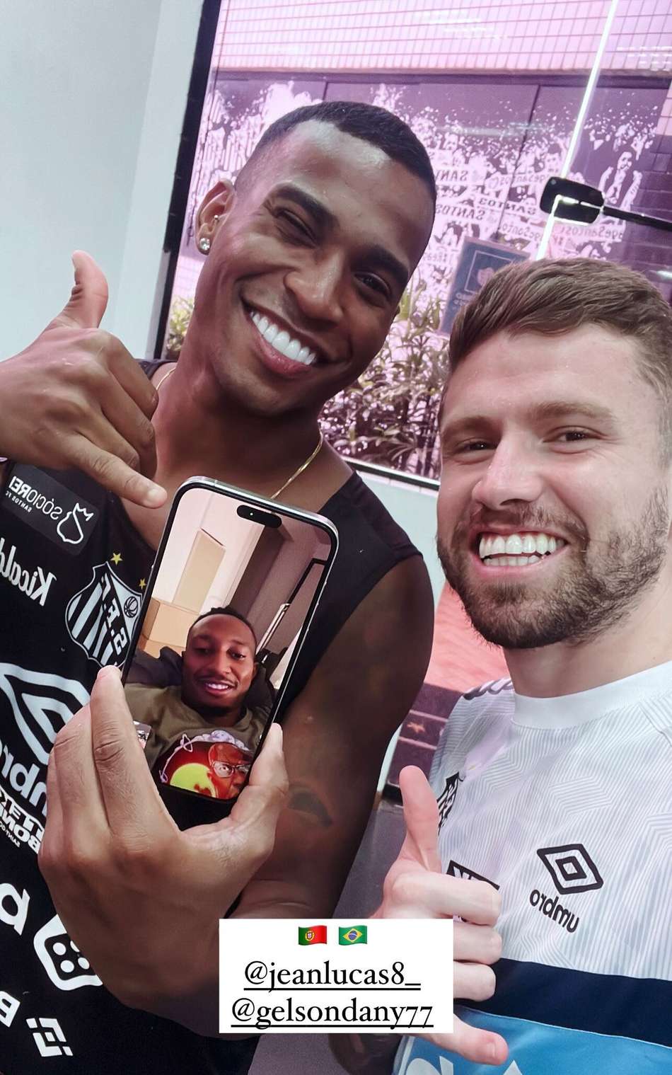 Caio Henrique, jogador da Seleção Brasileira e Ex-Santos, ao lado de Jean Lucas, no CT Rei Pelé