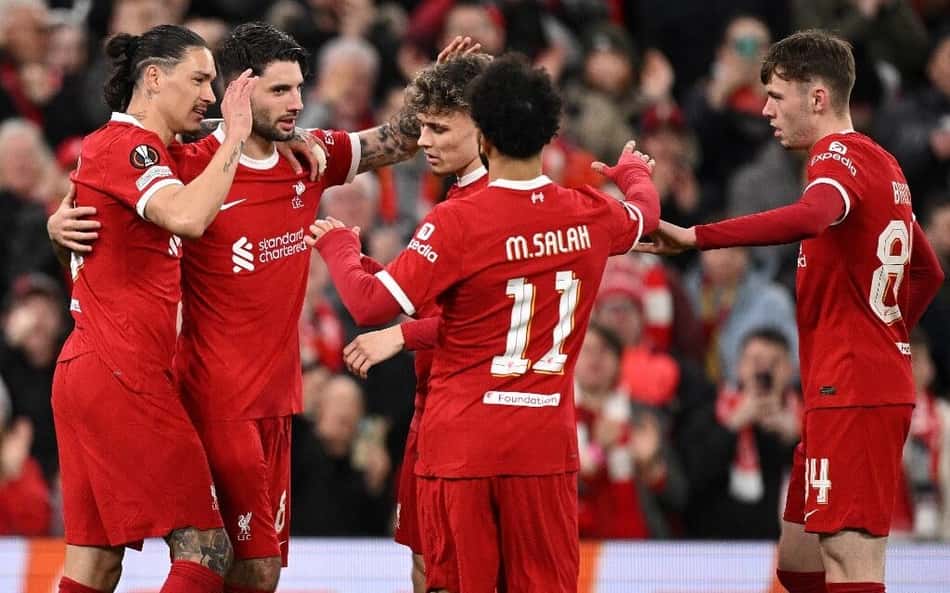Liverpool vence com goleada maiúscula, Leverkusen garante a classificação nos acréscimos… Os resultados do dia na Liga Europa