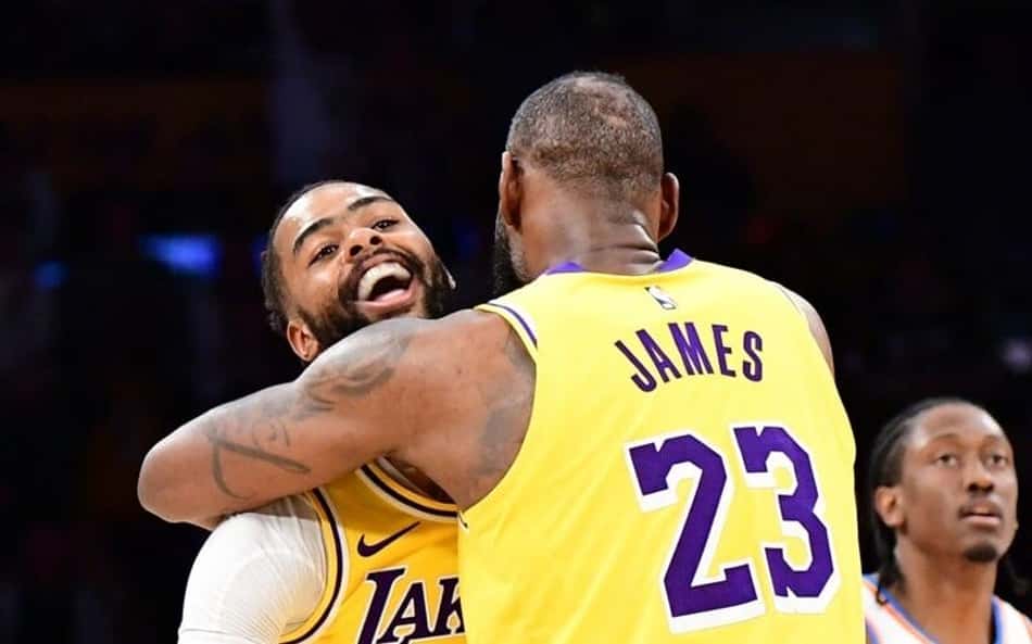 Davis, LeBron e Russell lideram e Lakers bate Thunder