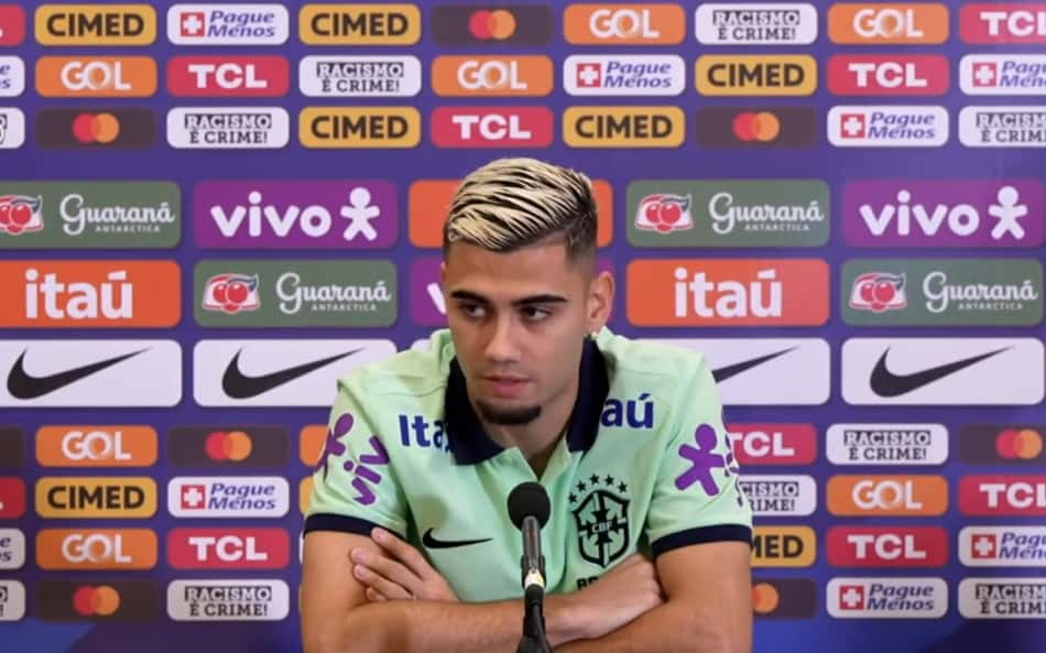 De volta à seleção, Andreas demonstra otimismo antes de amistoso: 'Brasil é favorito contra qualquer seleção do mundo'