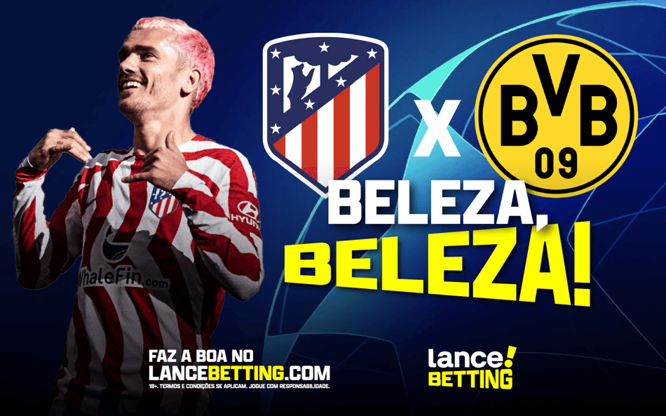 Champions League! Aposte R$100 e ganhe R$278 para gol de Griezmann a qualquer momento sobre o Borussia