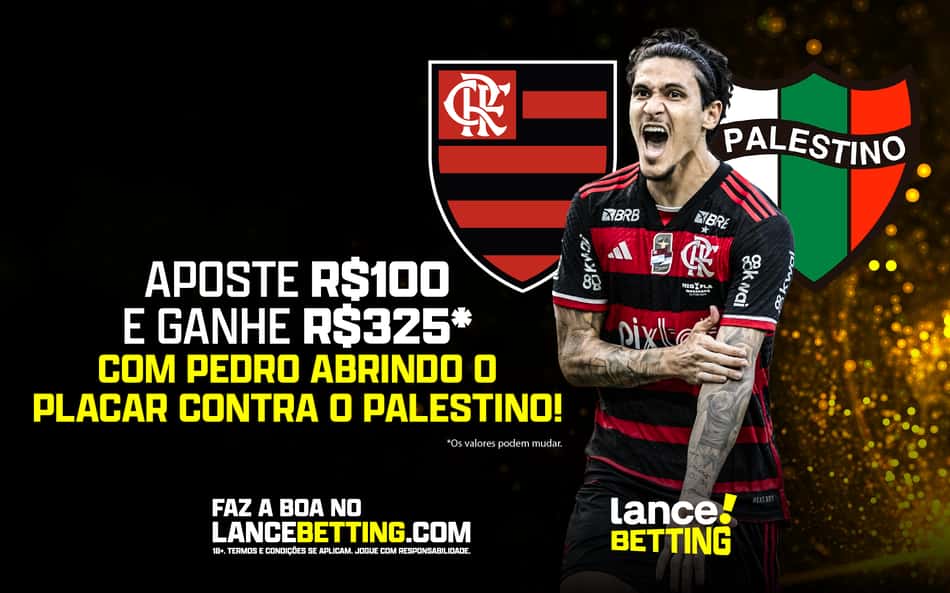 É o Queixada! Aposte R$100 no Pedro abrindo o placar sobre o Palestino e ganhe R$325