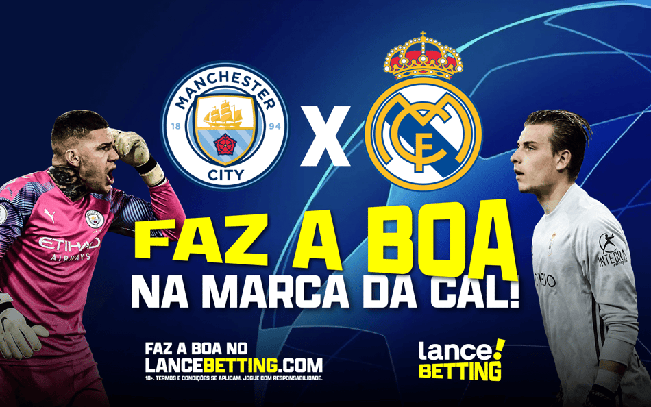 Na marca da cal? Aposte R$50 no Lance! Betting e leve R$372 se City x Real Madrid for decidido nos pênaltis!