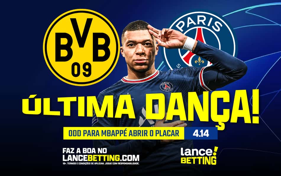 Sinônimo de gol! Aposte R$100 e ganhe mais de R$400 se Mbappé abrir o placar contra o Dortmund