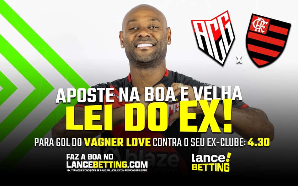 Lei do ex? Apostando R$100, você fatura R$430 se Vagner Love marcar um gol sobre o Flamengo
