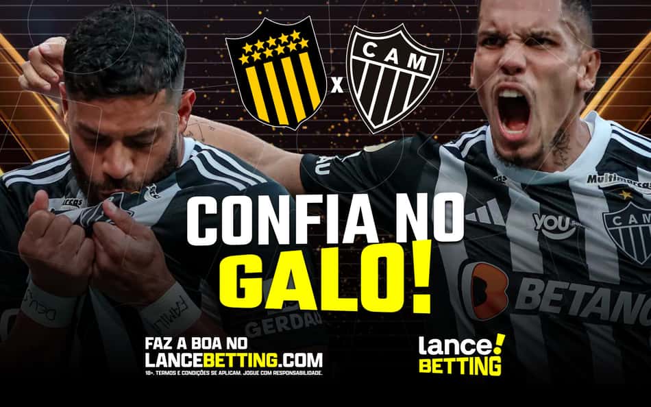 É o Galo! Com R$100, você fatura R$303 se o Atlético vencer o Peñarol e a partida tiver dois ou mais gols!