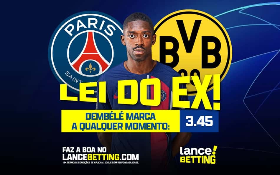 Lei do Ex! Aposte R$100 e ganhe R$345 para gol de Dembélé em PSG e Borussia Dortmund