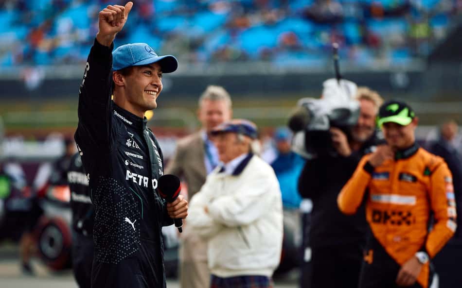 Russell vibra com Mercedes 'voadora' na Inglaterra e se anima: 'Estamos bem'