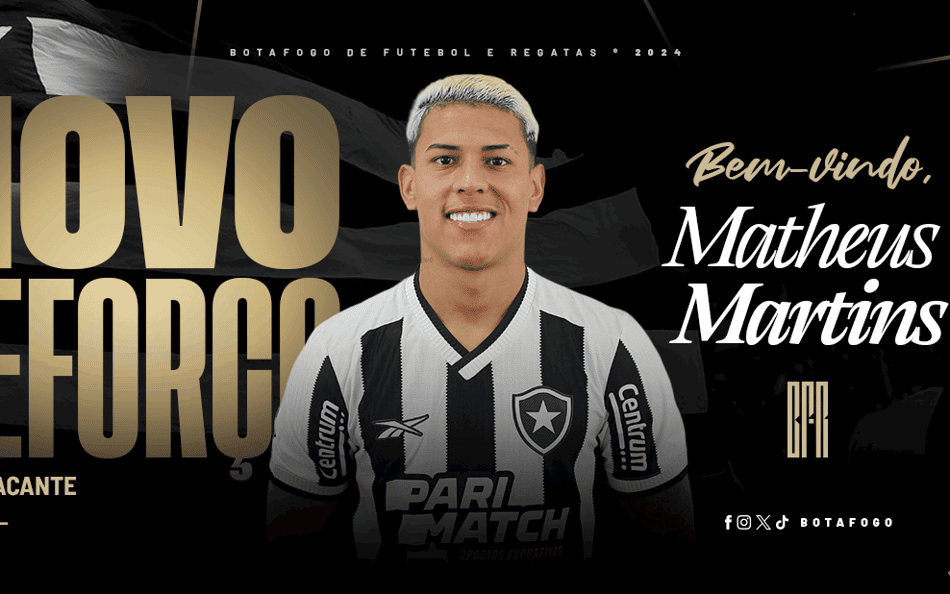Botafogo anuncia a contratação de Matheus Martins