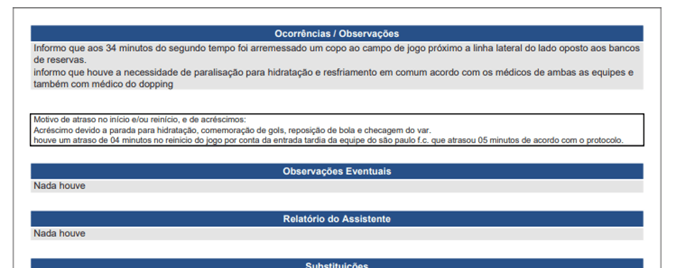 Súmula São Paulo x Corinthians