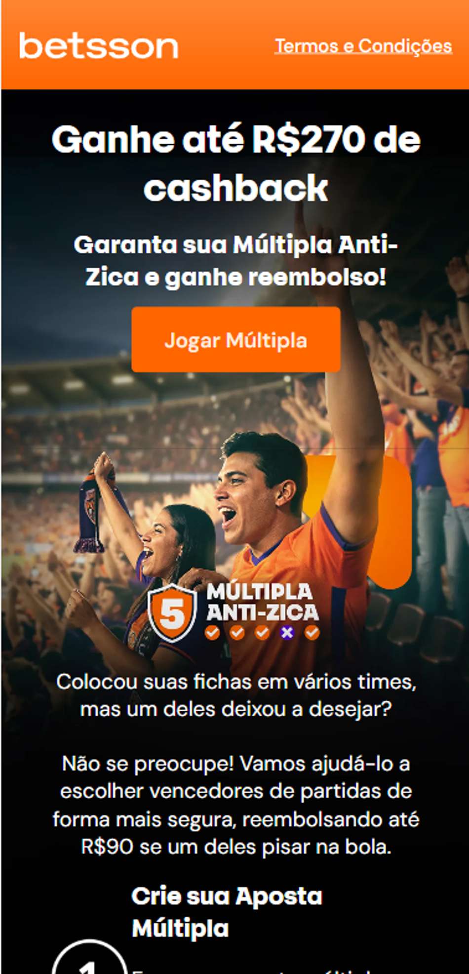 Promoção de múltiplas turbinadas da Betsson com aumento de até 70% nas odds