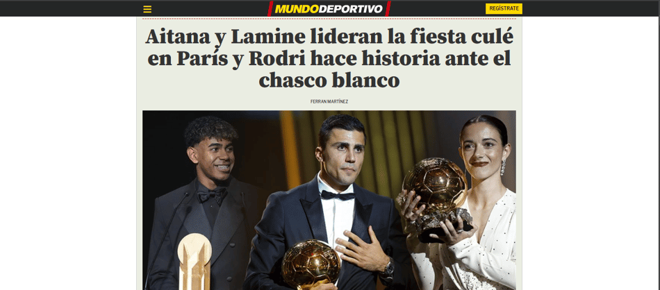 Mundo Deportivo – repercussão Bola de Ouro
