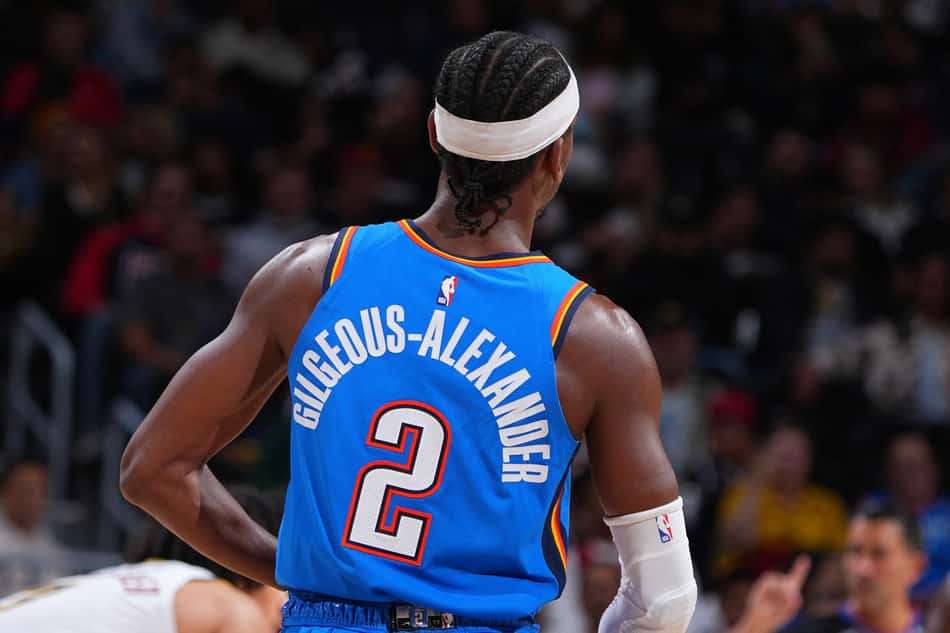Shai Gilgeous-Alexander na pré-temporada do Oklahoma City Thunder (OKC)
